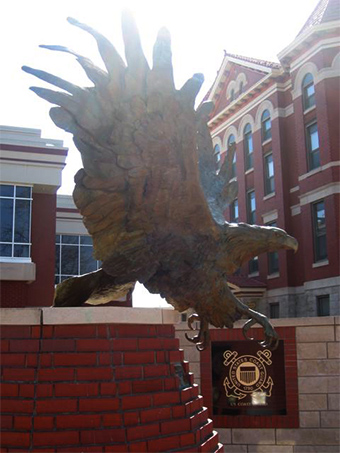A closer view of the eagle statue